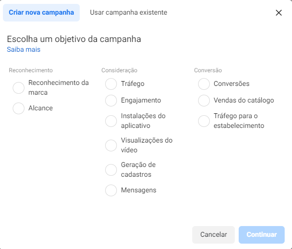 Facebook ads Campanhas