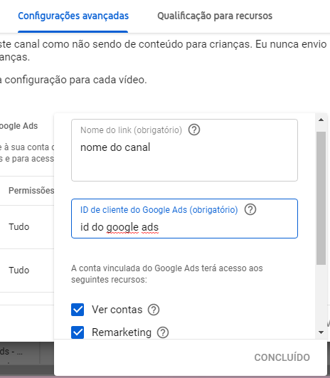 Canal do Youtube no Google Ads