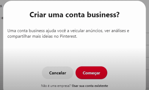 conta business no pinterest