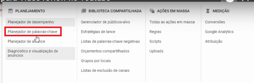 planejador de palavra chave google ads