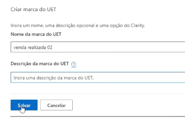 salvar marca UET Bing Ads