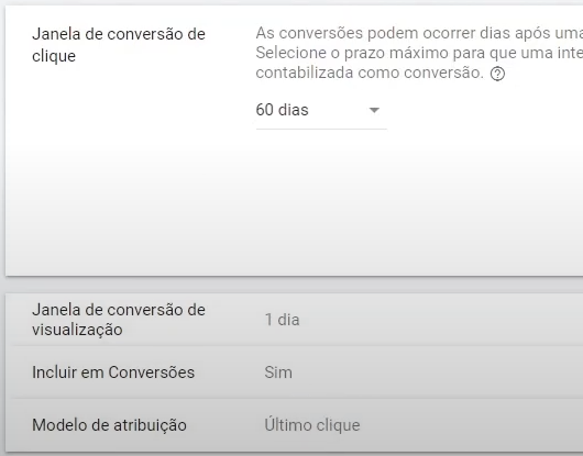 janela de conversão Tag de Conversão no WordPress