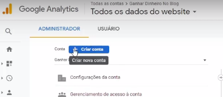 criar conta do google analytics