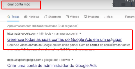 Conta de Administrador no Google Ads