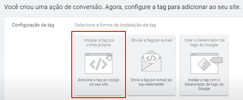 instalar a tag por conta própria google ads monetizze