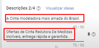 descrição de anuncio no Google Ads