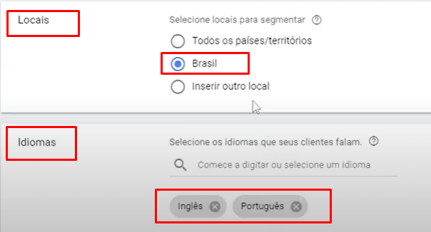 definir locais campanha de vídeo