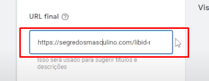 URL Final no Google Ads da Pressel