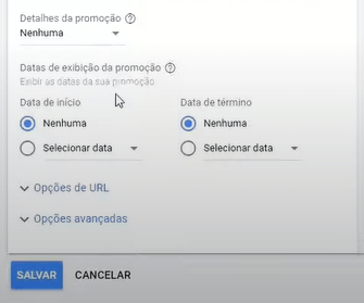 configuração final  da extensaono google ads