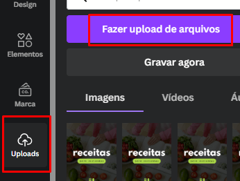 upload de arquivos canva